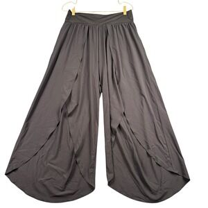 IUGA Womens Black Wide Leg Tulip Split Pants Built-In Shorts XL Yoga Dance Flowy
